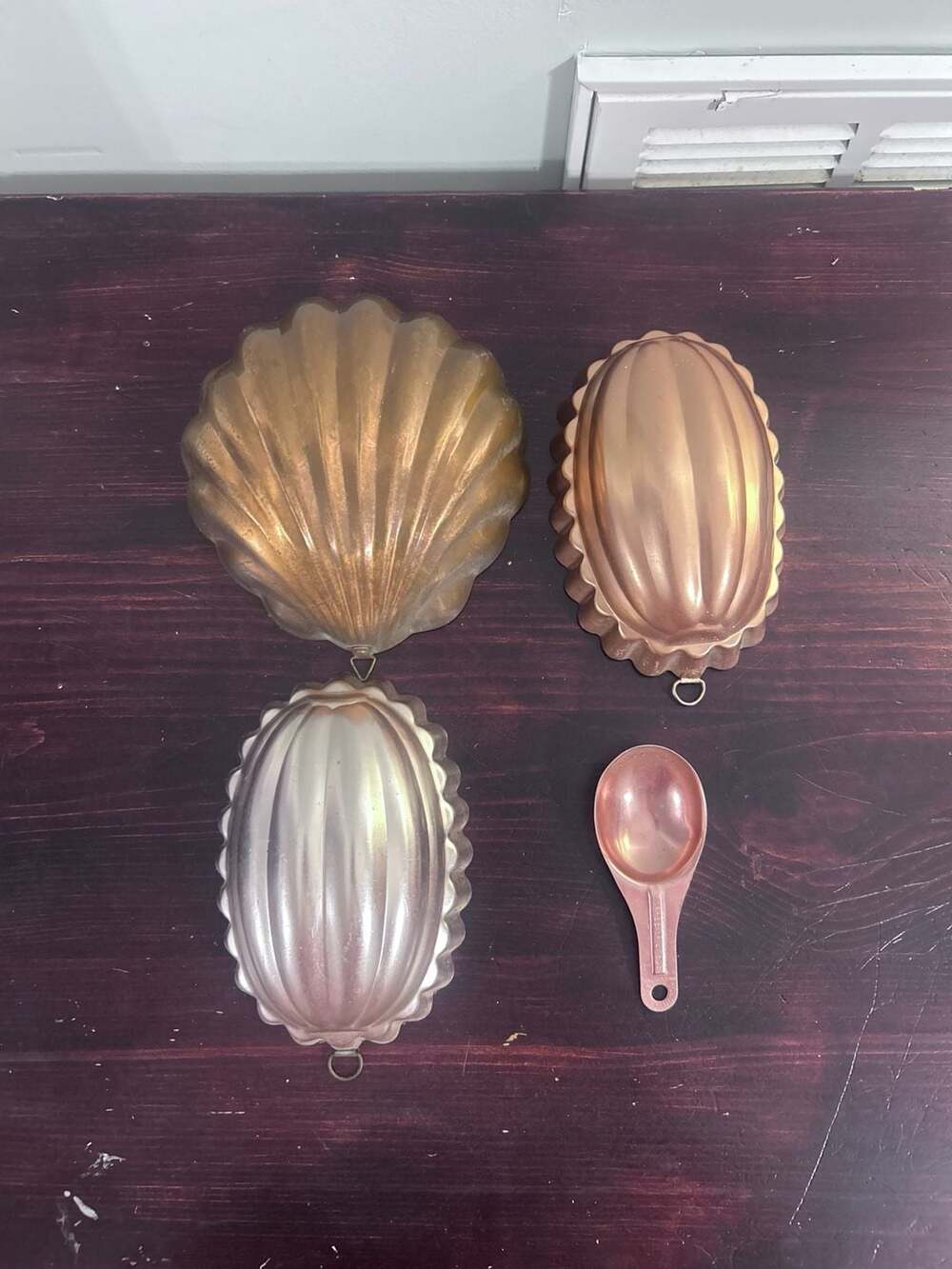 Vintage Color-Craft Copper Jello Mold Set with Coffee Scoop